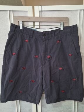 Castaway Nantucket Navy Shorts with Red Embroidered Lobsters
